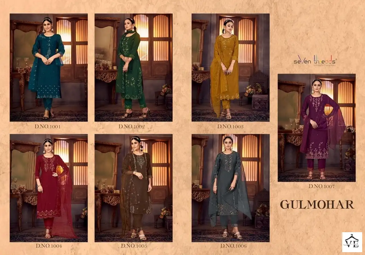 Seven Threads Gulmohar Viscose Silk Wholesale Readymade Salwar Suit Catalog — Wholesale Salwar Suits, MPA wholesale from Surat — view 8