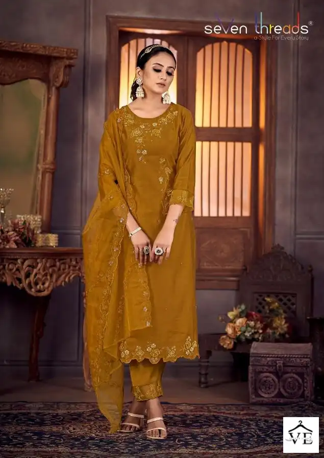 Seven Threads Gulmohar Viscose Silk Wholesale Readymade Salwar Suit Catalog — Wholesale Salwar Suits, MPA wholesale from Surat - Gallery Image 2