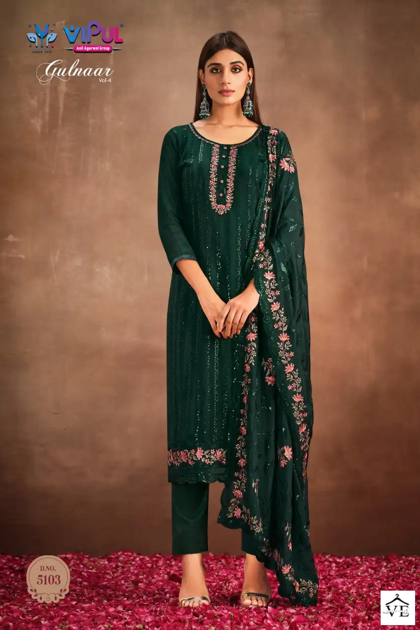 Vipul Gulnar 4 Chinnon Wholesale Designer Salwar Suit Catalog — Wholesale Salwar Suits, MPA wholesale from Surat - Gallery Image 3