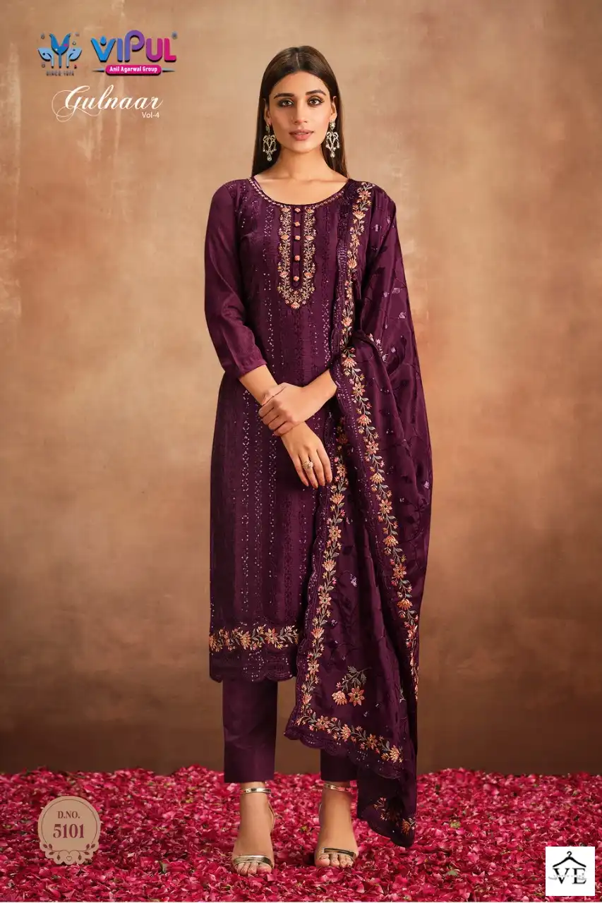 Vipul Gulnar 4 Chinnon Wholesale Designer Salwar Suit Catalog — Wholesale Salwar Suits, MPA wholesale from Surat - Gallery Image 4