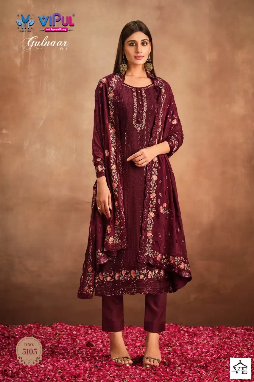 Vipul Gulnar 4 Chinnon Wholesale Designer Salwar Suit Catalog — Wholesale Salwar Suits, MPA wholesale from Surat - Gallery Image 5