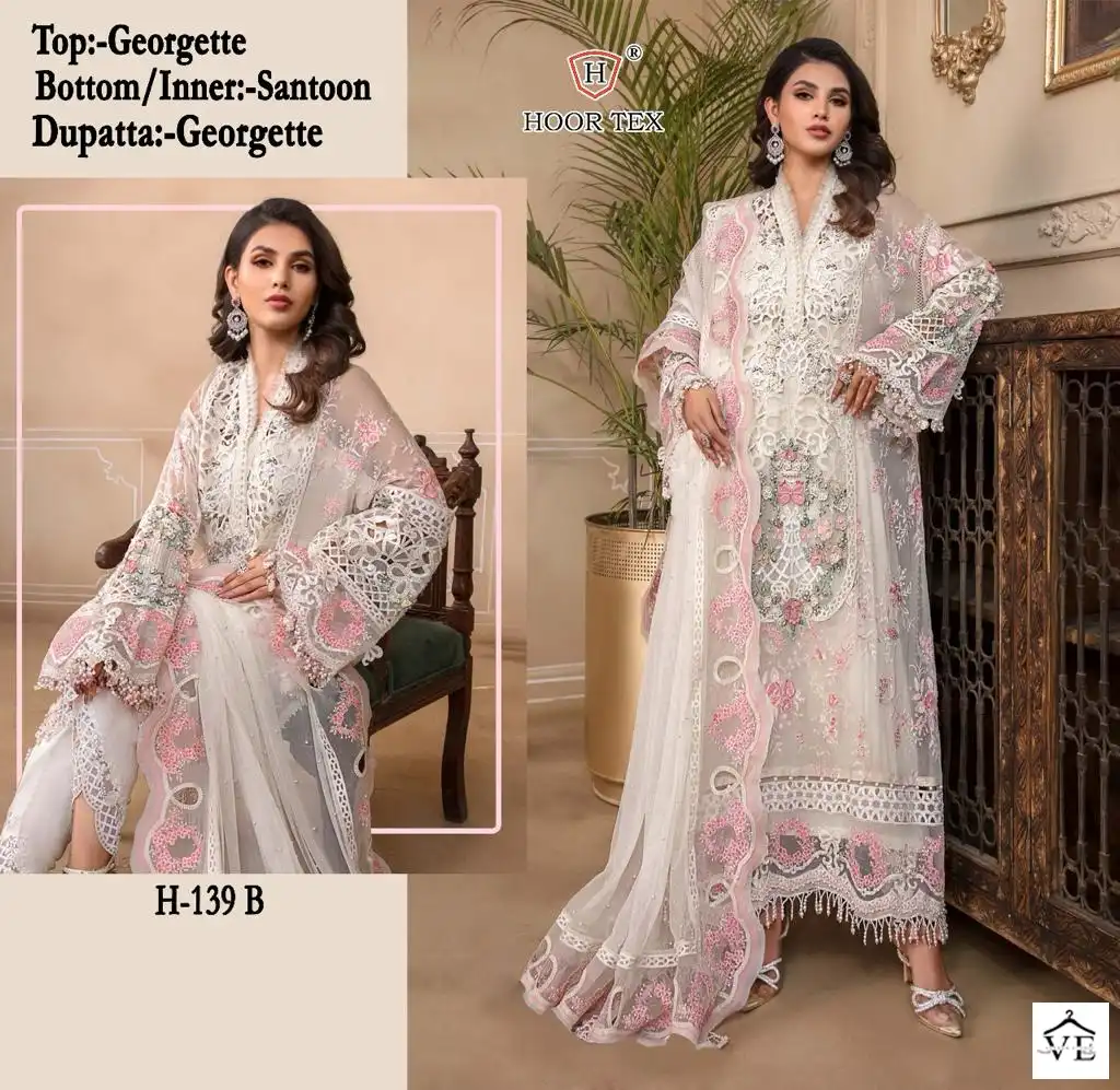 Hoor Tex H-139 Faux Georgette Wholesale Pakistani Suit Catalog — Wholesale Salwar Suits, MPA wholesale from Surat - Gallery Image 3