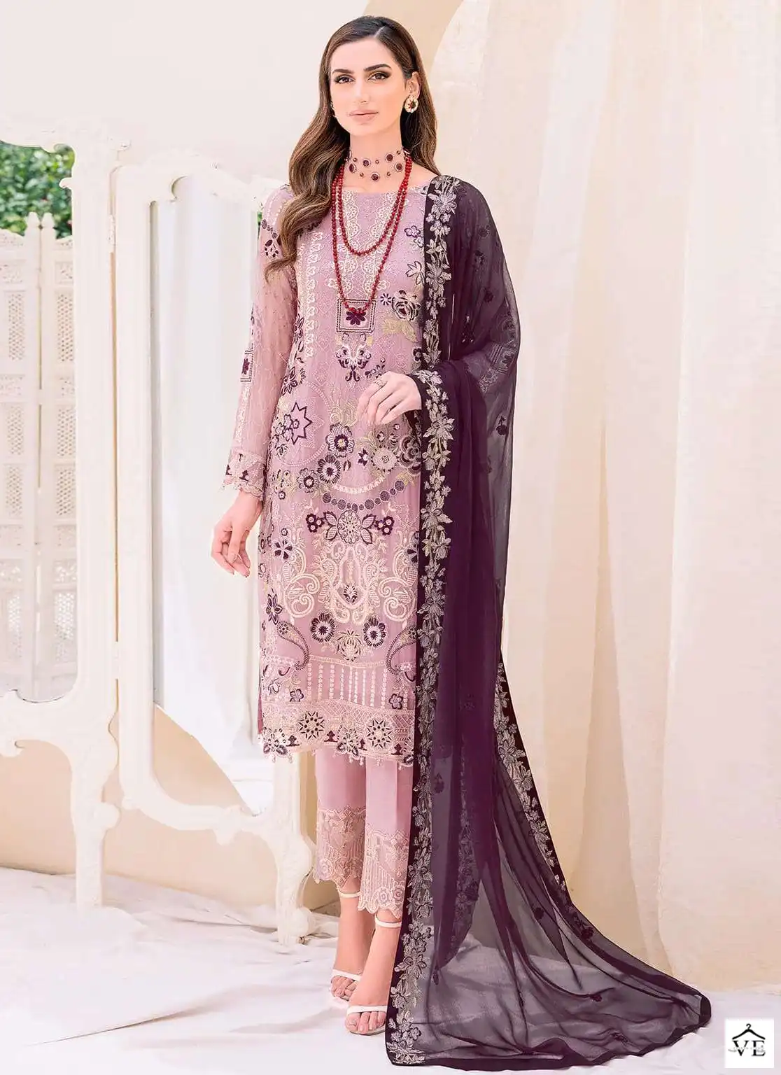 Hoor Tex H-142 Faux Georgette Wholesale Pakistani Suit — Wholesale Salwar Suits, MPA wholesale from Surat — view 1