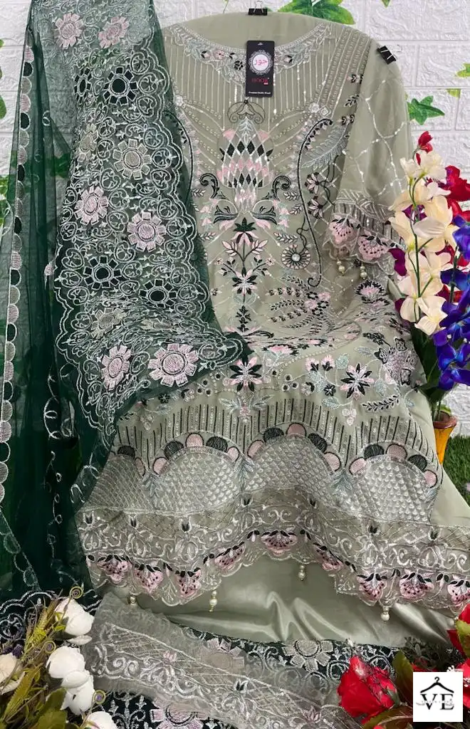 Hoor Tex H-41 Faux Georgette Wholesale Pakistani Suit Catalog — Wholesale Salwar Suits, MPA wholesale from Surat — view 13
