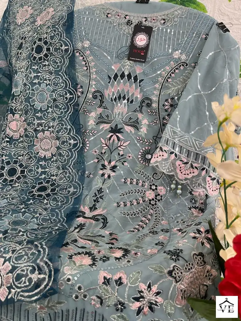 Hoor Tex H-41 Faux Georgette Wholesale Pakistani Suit Catalog — Wholesale Salwar Suits, MPA wholesale from Surat — view 5