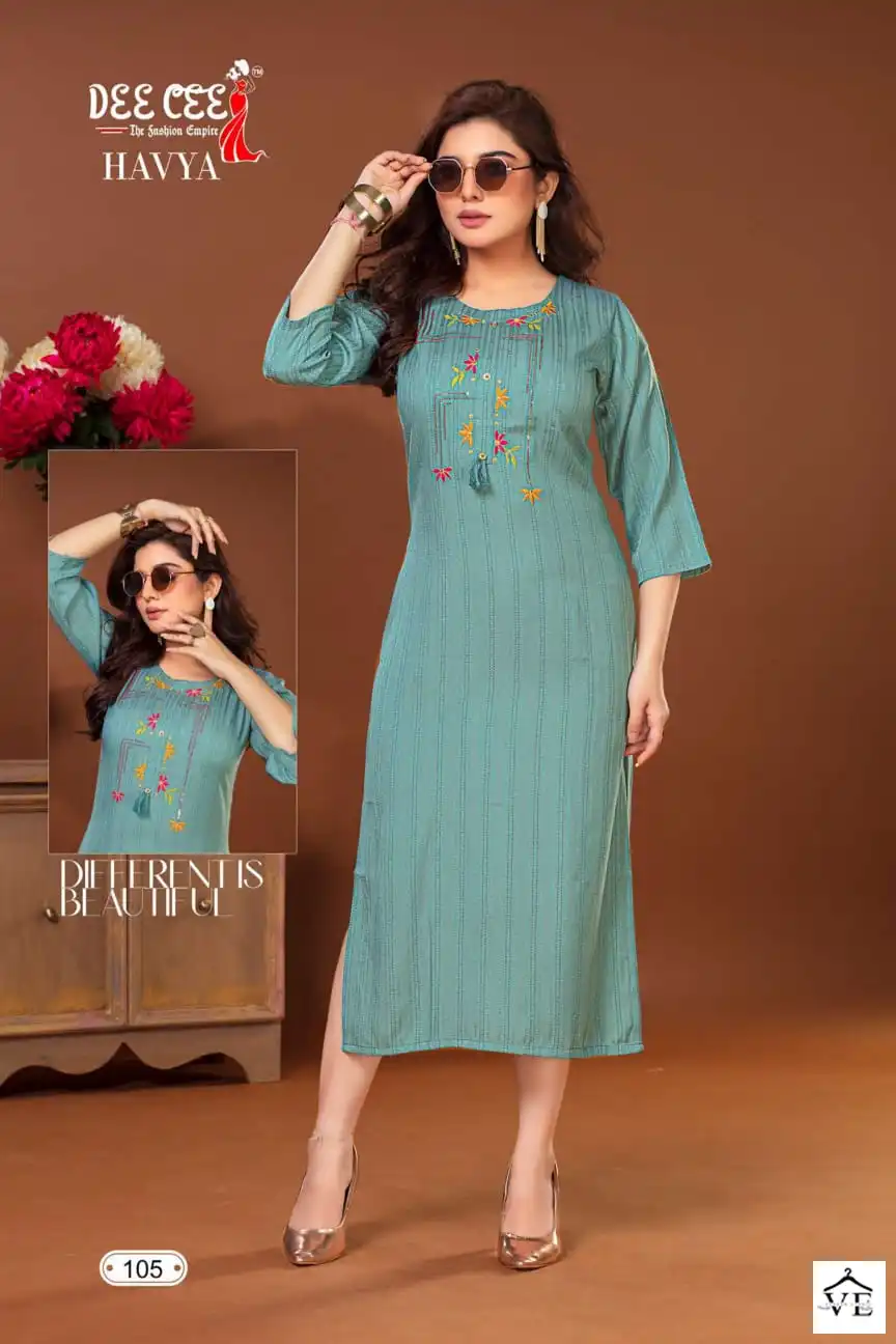 Deecee Havya Dobby Wholesale Designer Kurtis Catalog — Wholesale Kurtis, MPA wholesale from Surat - Gallery Image 3