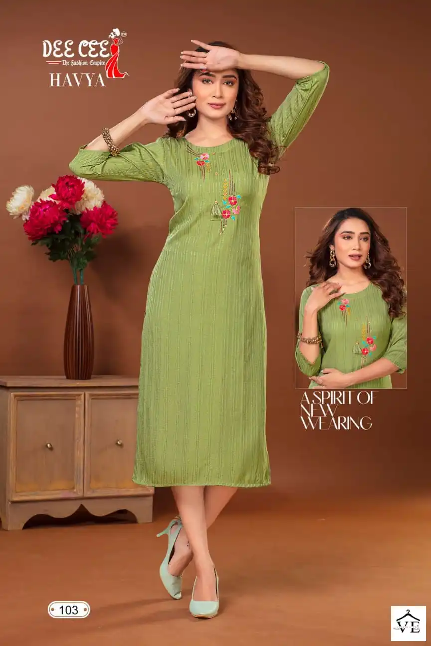 Deecee Havya Dobby Wholesale Designer Kurtis Catalog — Wholesale Kurtis, MPA wholesale from Surat - Gallery Image 5