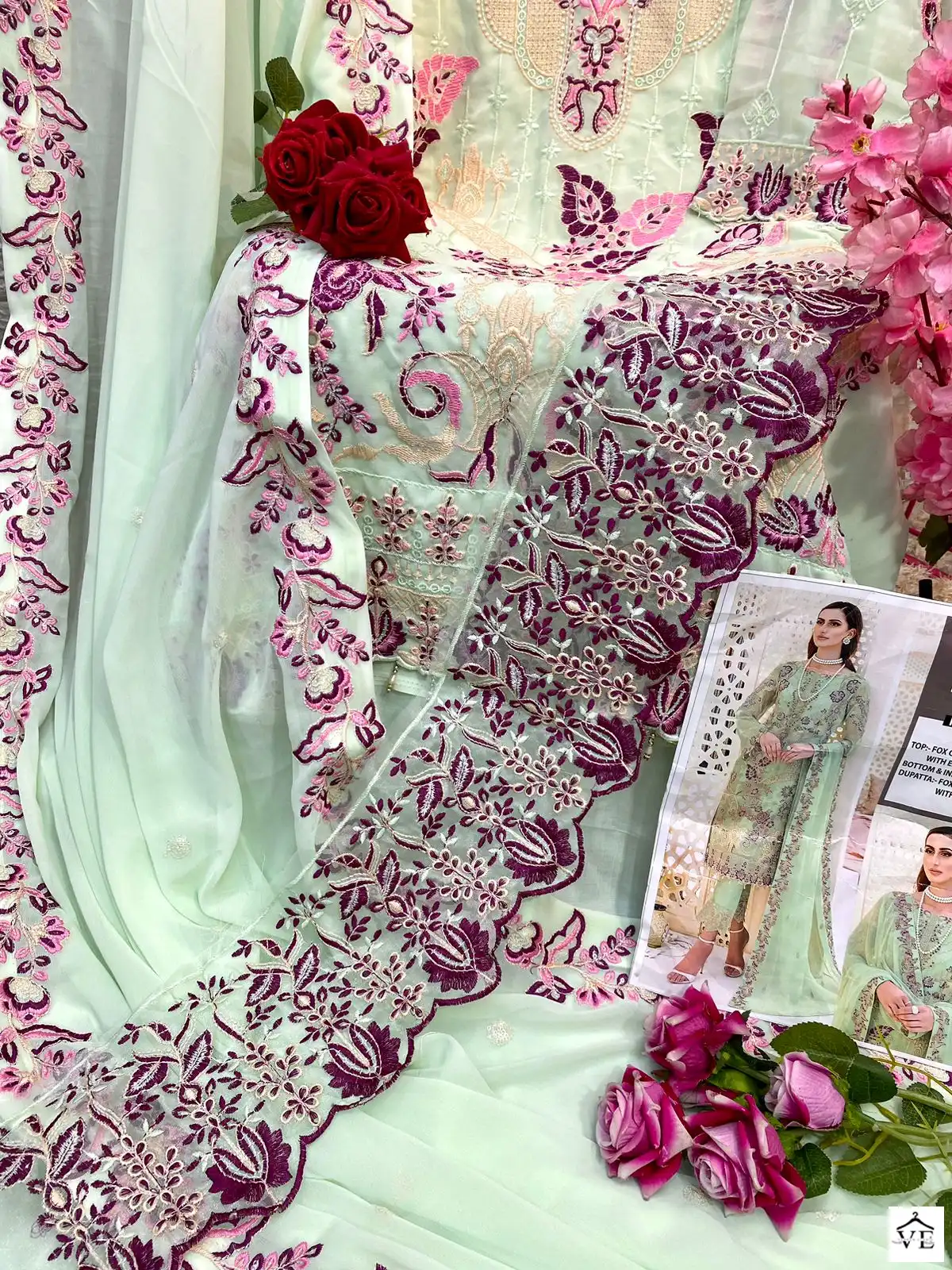 VE HD-45 Faux Georgette Wholesale Pakistani Suit — Wholesale Salwar Suits, MPA wholesale from Surat — view 2