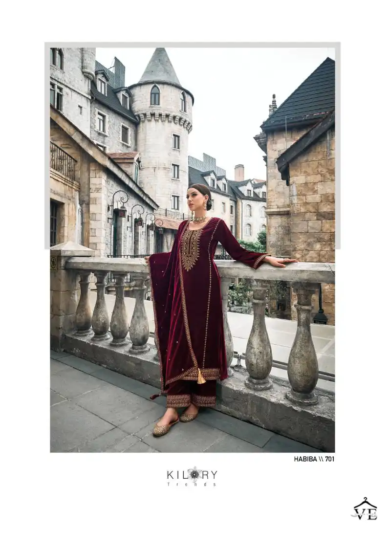 Kilory Trends Habiba Premium Velvet Wholesale Designer Winter Salwar Suit Catalog — Wholesale Salwar Suits, MPA wholesale from Surat - Gallery Image 2