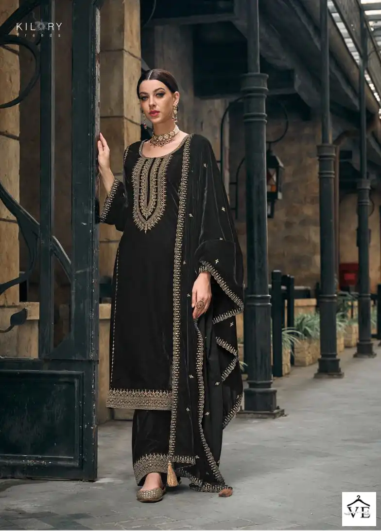 Kilory Trends Habiba Premium Velvet Wholesale Designer Winter Salwar Suit Catalog — Wholesale Salwar Suits, MPA wholesale from Surat - Gallery Image 5