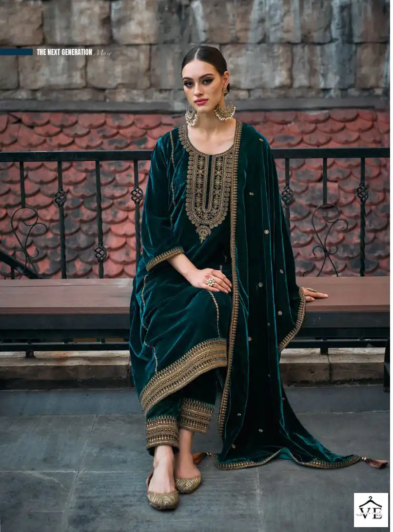 Kilory Trends Habiba Premium Velvet Wholesale Designer Winter Salwar Suit Catalog — Wholesale Salwar Suits, MPA wholesale from Surat - Gallery Image 7