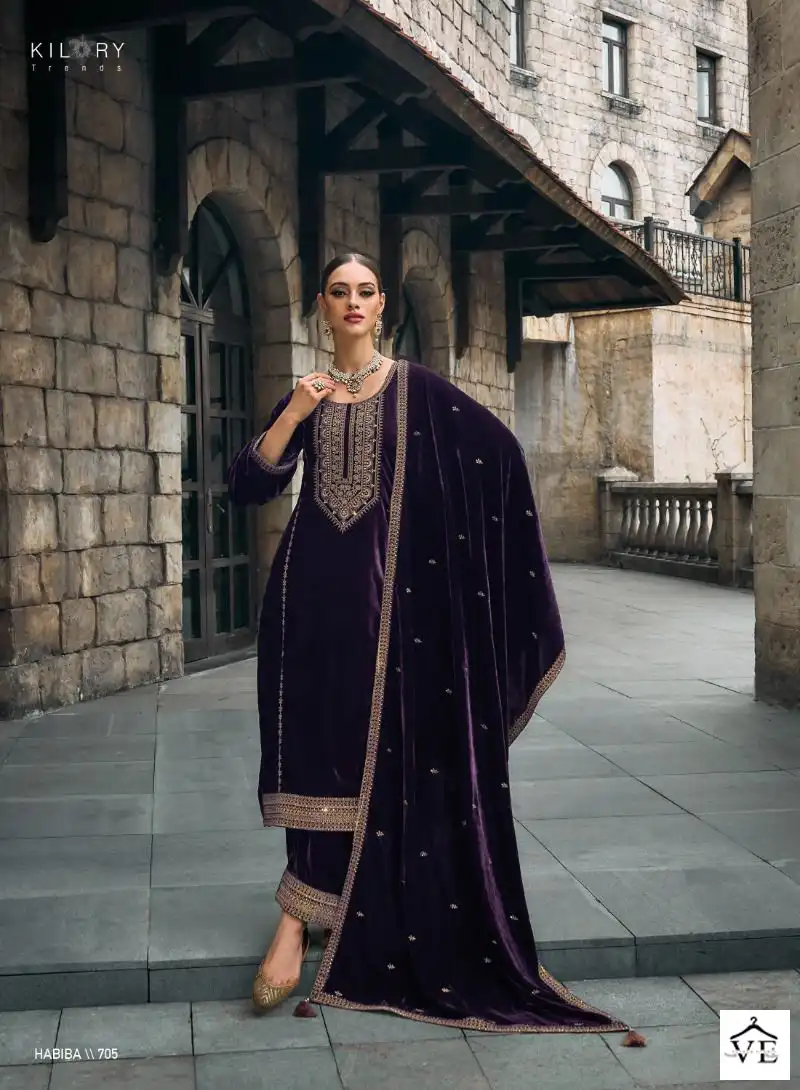 Kilory Trends Habiba Premium Velvet Wholesale Designer Winter Salwar Suit Catalog — Wholesale Salwar Suits, MPA wholesale from Surat - Gallery Image 8
