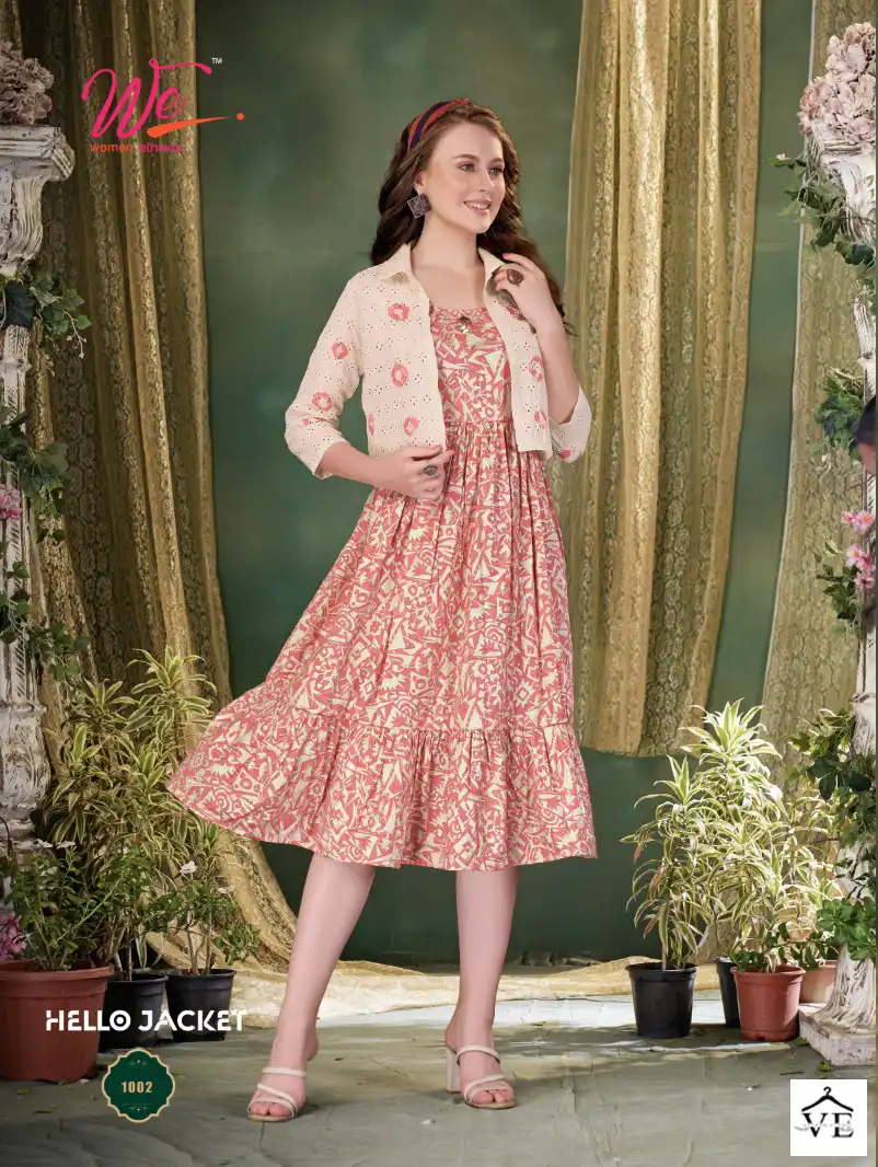 We Hello Jacket Pure Capsul Print Wholesale Long Kurti With Koti Catalog — Wholesale Kurtis, MPA wholesale from Surat - Gallery Image 7