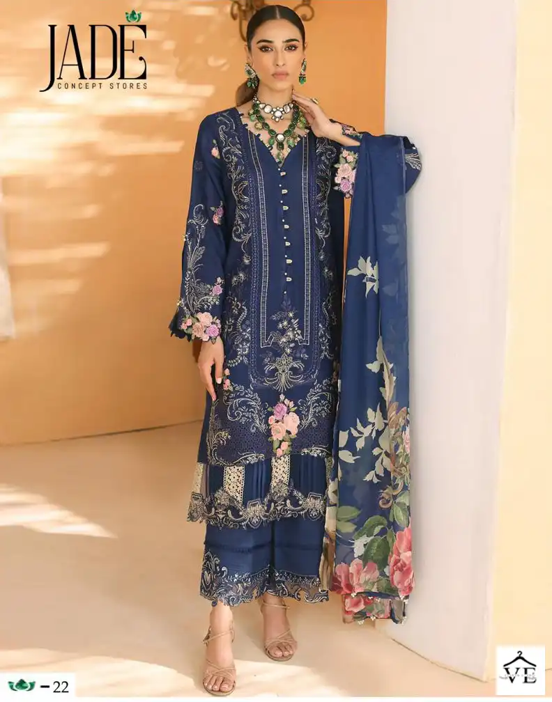 Jade Chevron Exclusive Heavy Cotton Vol 3 Lawn Cotton Wholesale Pakistani Salwar Suit Catalog — Wholesale Salwar Suits, MPA wholesale from Surat — view 1