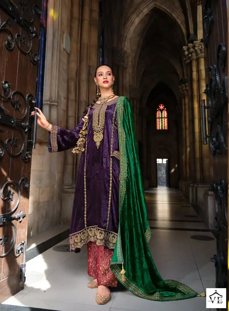 Ibiza Jo Reevaz Pure Munich Viscose Velvet Wholesale Designer Winter Salwar Suit Catalog — Wholesale Salwar Suits, MPA wholesale from Surat - Gallery Image 3