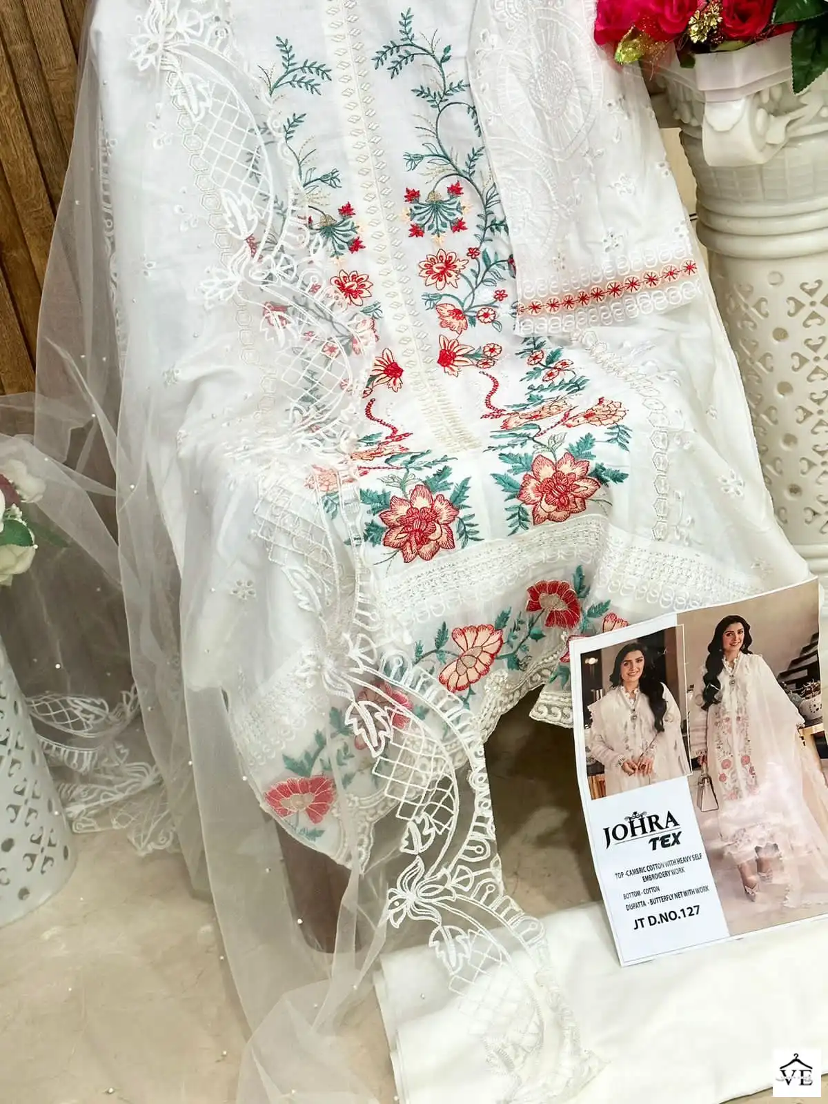 Johra Tex Jt 127 Cambric Cotton Wholesale Designer Pakistani Salwar Suit Catalog — Wholesale Salwar Suits, MPA wholesale from Surat - Gallery Image 3