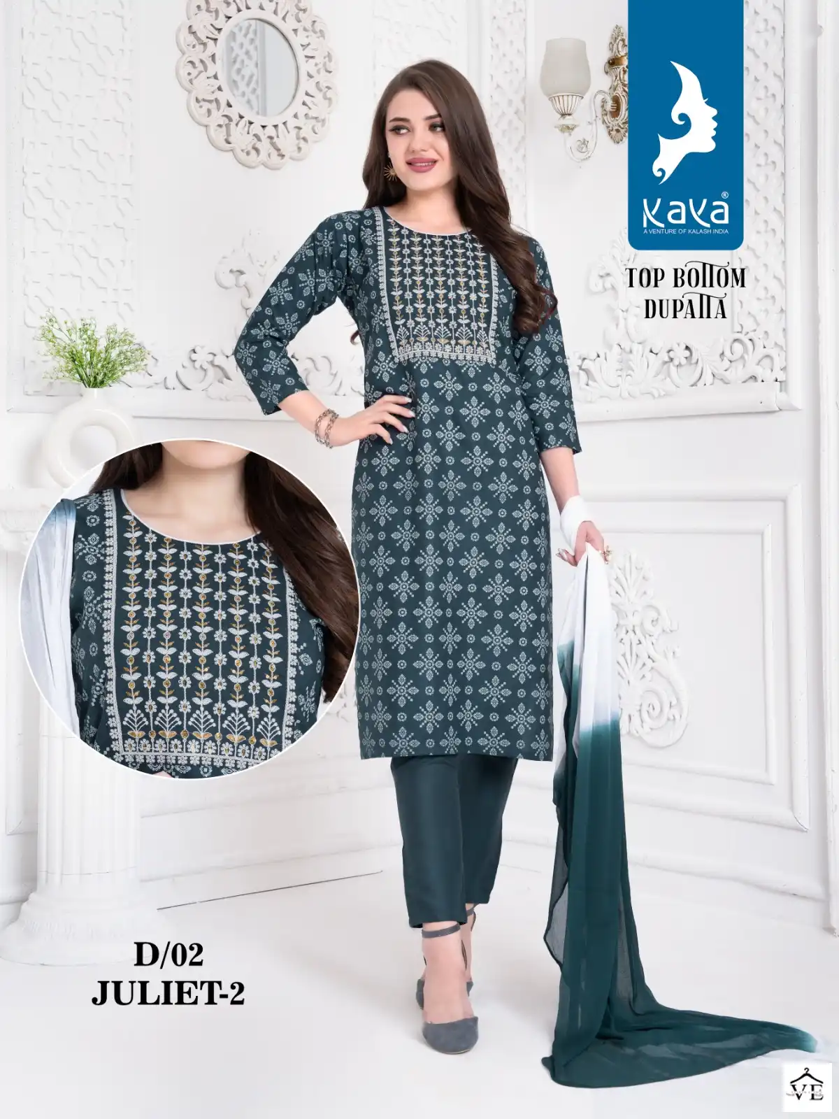 Kaya Juliet 2 Rayon Print Wholesale Readymade Salwar Suit Catalog — Wholesale Salwar Suits, MPA wholesale from Surat — view 2