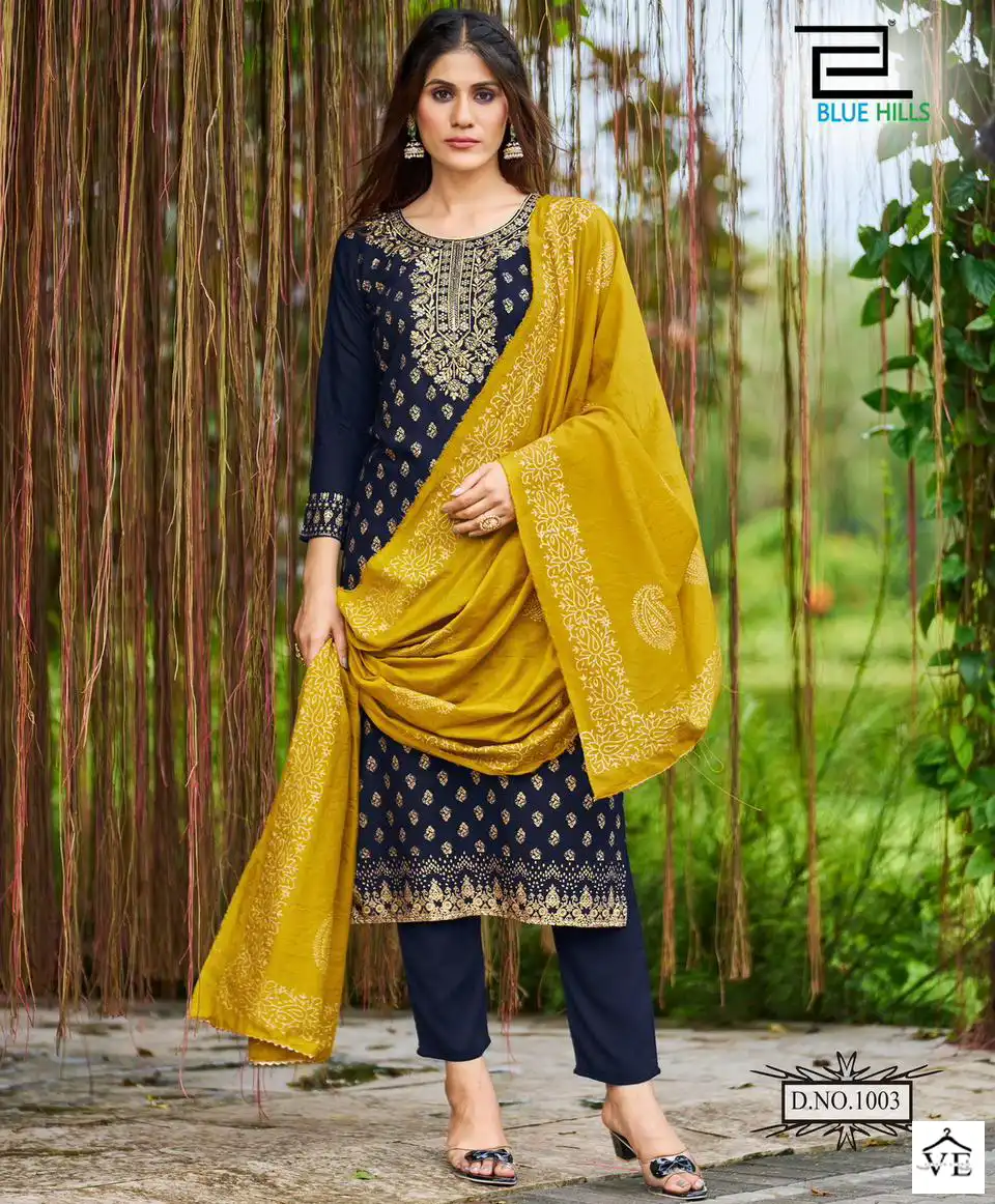 Blue Hills Jawani Viscose Wholesale Readymade Salwar Suit Catalog — Wholesale Salwar Suits, Blue Hills wholesale from Surat — view 1