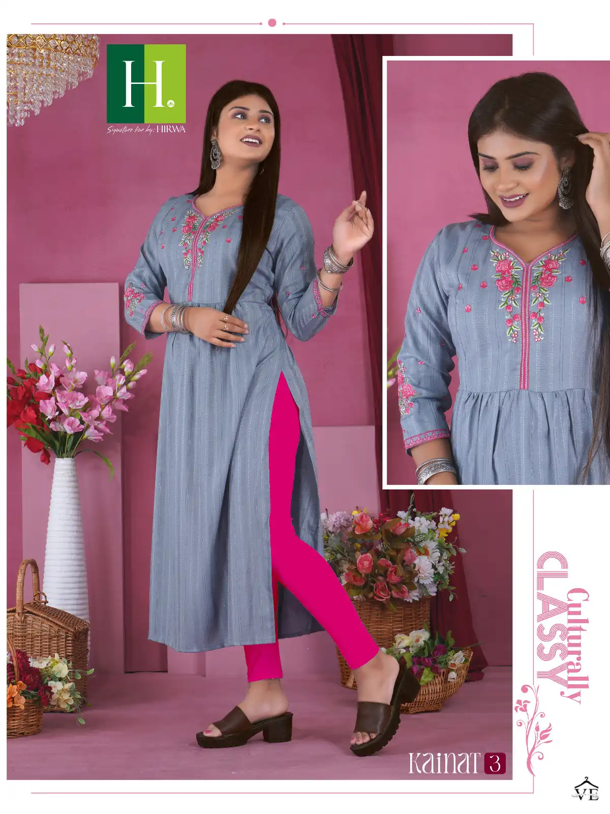 Hirwa Kainat Fancy Viscose Rayon Wholesale Naira Cut Festive Wear Kurtis Catalog — Wholesale Kurtis, MPA wholesale from Surat - Gallery Image 5