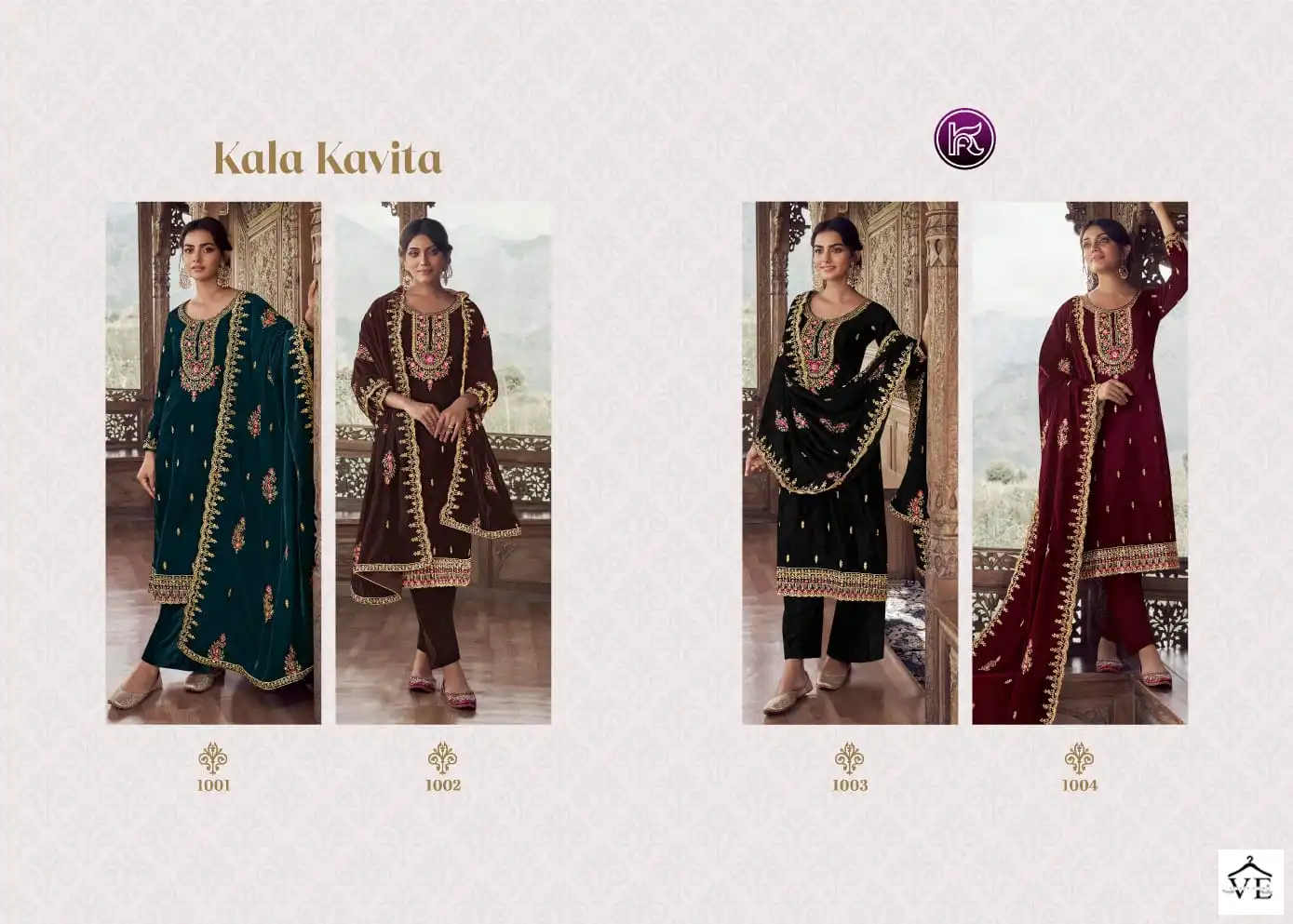 Kala Fashion Kala Kavita Velvet 9000 Wholesale Designer Winter Wear Salwar Suit Catalog — Wholesale Salwar Suits, MPA wholesale from Surat — view 5