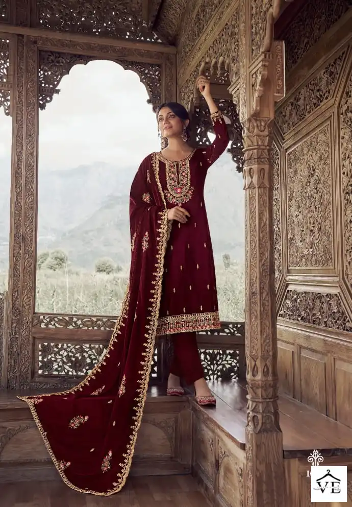 Kala Fashion Kala Kavita Velvet 9000 Wholesale Designer Winter Wear Salwar Suit Catalog — Wholesale Salwar Suits, MPA wholesale from Surat - Gallery Image 4