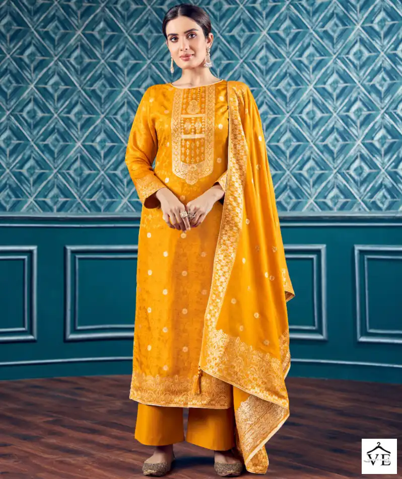 Alok Suits Kalash Jacquard Wholesale Heavy Hand Work Designer Salwar Suit Catalog — Wholesale Salwar Suits, Alok Suit wholesale from Surat — view 1