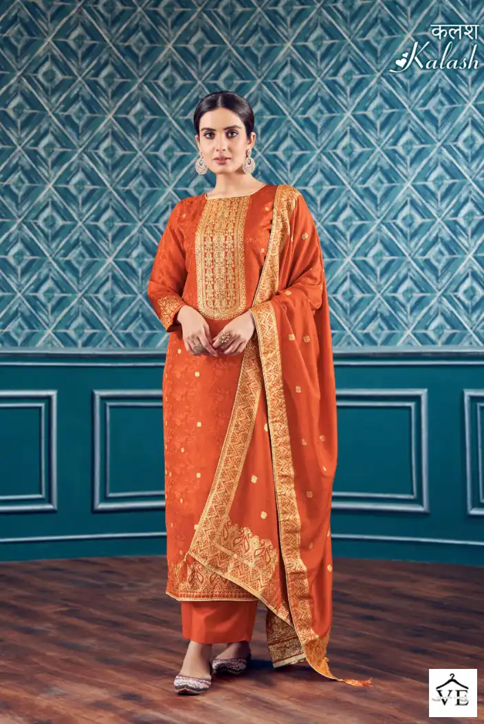 Alok Suits Kalash Jacquard Wholesale Heavy Hand Work Designer Salwar Suit Catalog — Wholesale Salwar Suits, Alok Suit wholesale from Surat - Gallery Image 3