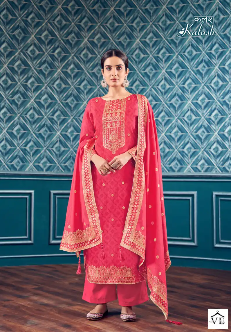 Alok Suits Kalash Jacquard Wholesale Heavy Hand Work Designer Salwar Suit Catalog — Wholesale Salwar Suits, Alok Suit wholesale from Surat - Gallery Image 4