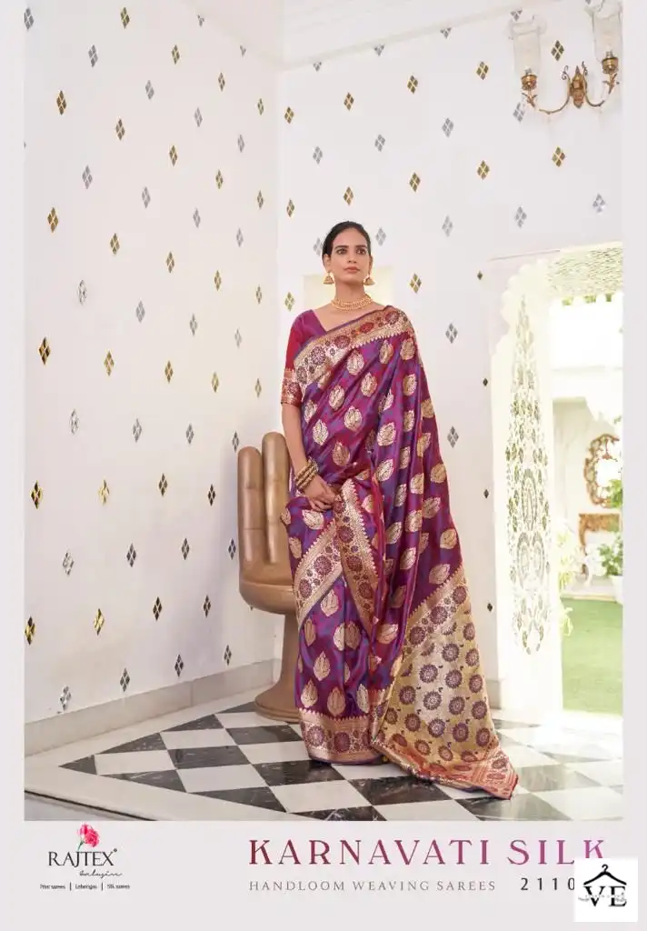 Rajtex Karnavati Silk Satin Two Tone Wholesale Sarees Catalog - Image 4