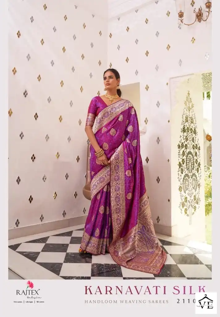 Rajtex Karnavati Silk Satin Two Tone Wholesale Sarees Catalog - Image 5