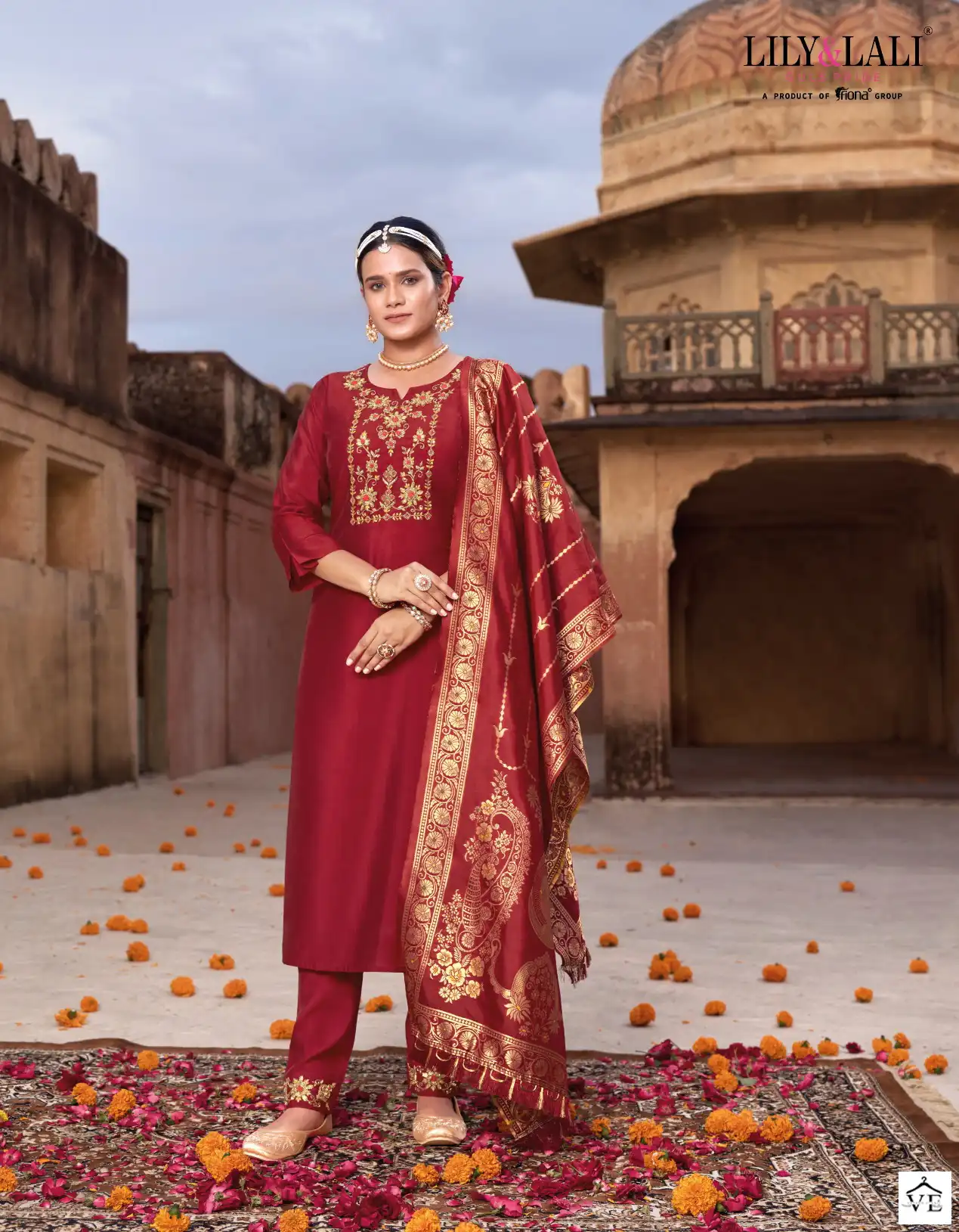 Lily & Lali Karwa Exclusive Viscose, Organza Wholesale Readymade Suits Catalog — Wholesale Salwar Suits, Lily & Lali wholesale from Surat - Gallery Image 5