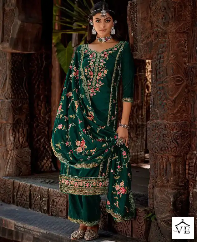 Sargam Kasturi Premium 9000 Velvet Wholesale Designer Winter Wear Salwar Suit Catalog — Wholesale Salwar Suits, MPA wholesale from Surat — view 1