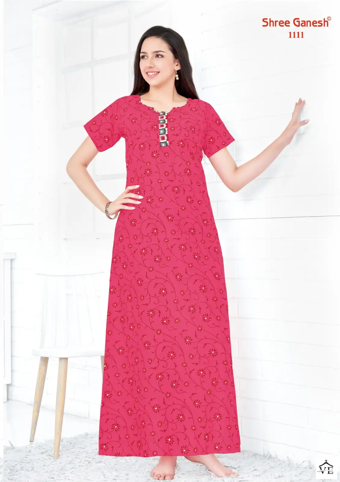 Shree Ganesh Kavya Vol 1 Cotton Wholesale Night Wear Gowns  Catalog — Wholesale, MPA wholesale from Surat — view 10