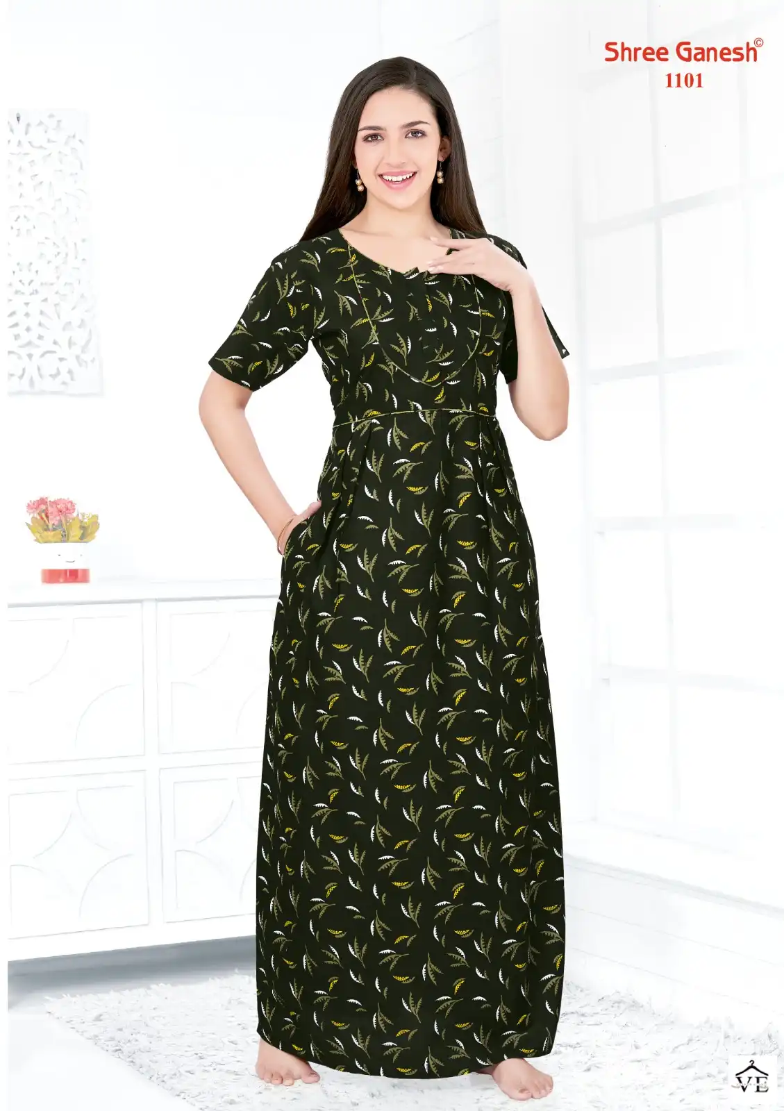 Shree Ganesh Kavya Vol 1 Cotton Wholesale Night Wear Gowns  Catalog — Wholesale, MPA wholesale from Surat — view 11