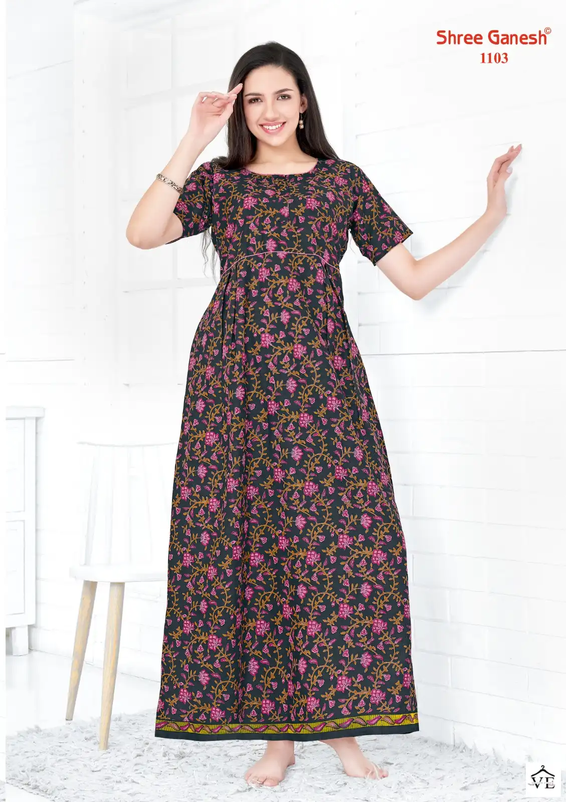 Shree Ganesh Kavya Vol 1 Cotton Wholesale Night Wear Gowns  Catalog — Wholesale, MPA wholesale from Surat — view 13