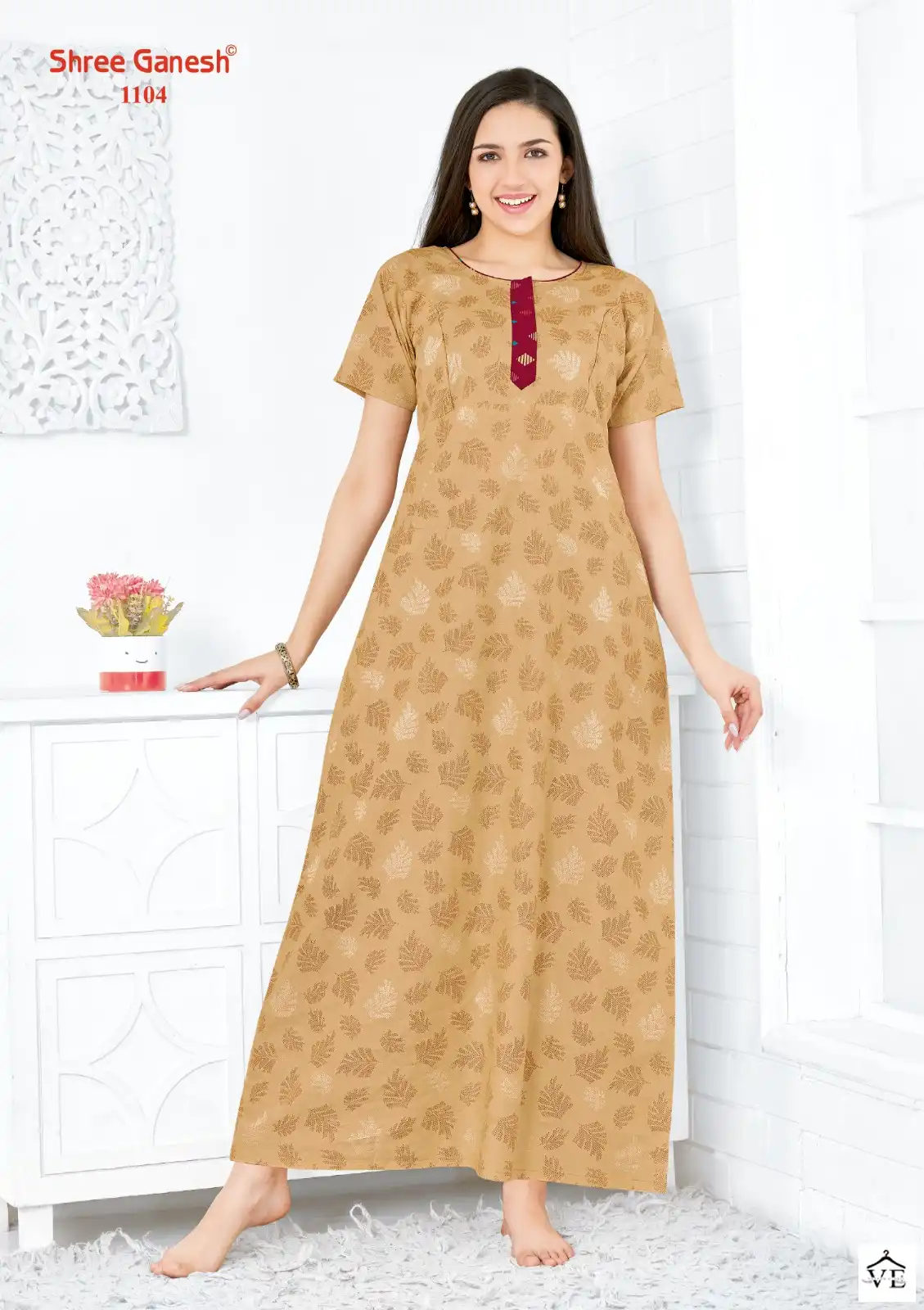 Shree Ganesh Kavya Vol 1 Cotton Wholesale Night Wear Gowns  Catalog — Wholesale, MPA wholesale from Surat — view 15