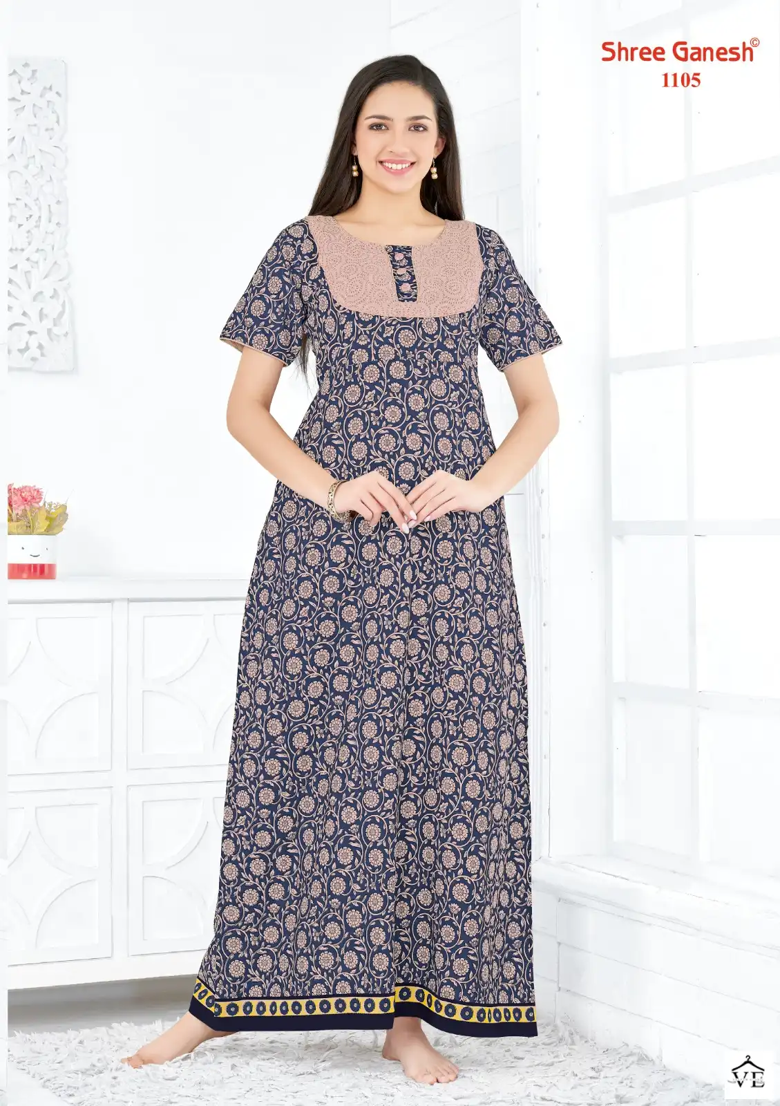 Shree Ganesh Kavya Vol 1 Cotton Wholesale Night Wear Gowns  Catalog — Wholesale, MPA wholesale from Surat — view 16