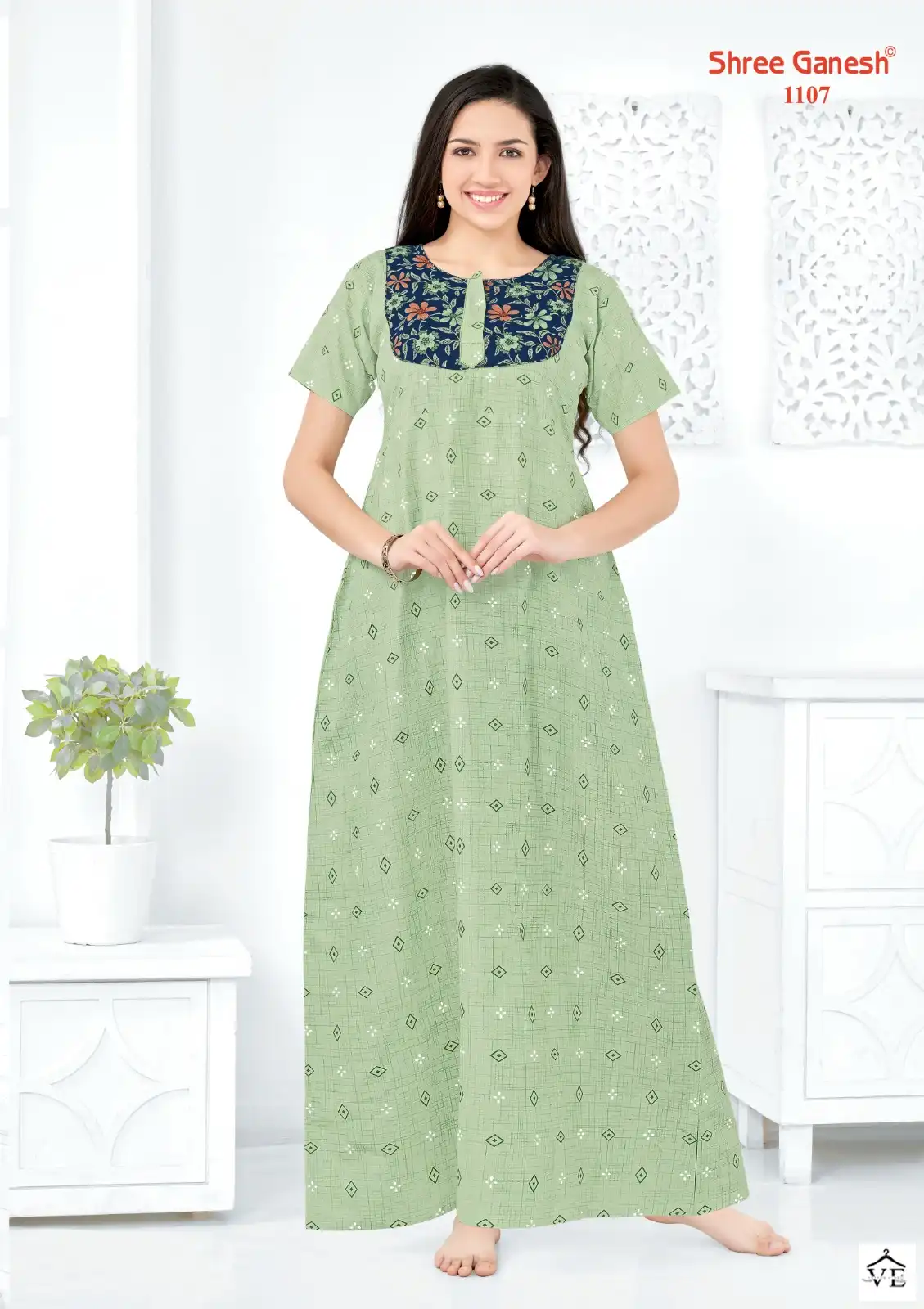 Shree Ganesh Kavya Vol 1 Cotton Wholesale Night Wear Gowns  Catalog — Wholesale, MPA wholesale from Surat — view 17