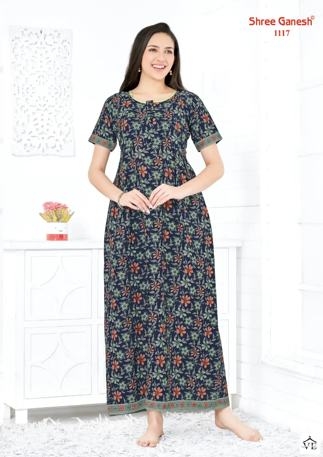 Shree Ganesh Kavya Vol 1 Cotton Wholesale Night Wear Gowns  Catalog — Wholesale, MPA wholesale from Surat — view 3