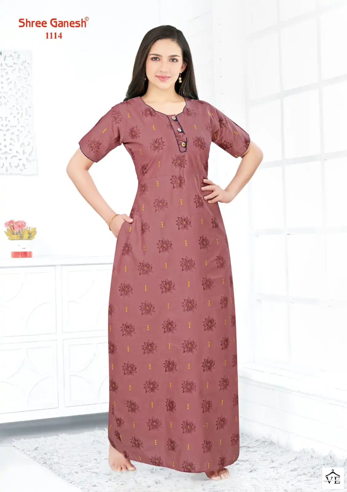 Shree Ganesh Kavya Vol 1 Cotton Wholesale Night Wear Gowns  Catalog — Wholesale, MPA wholesale from Surat — view 5