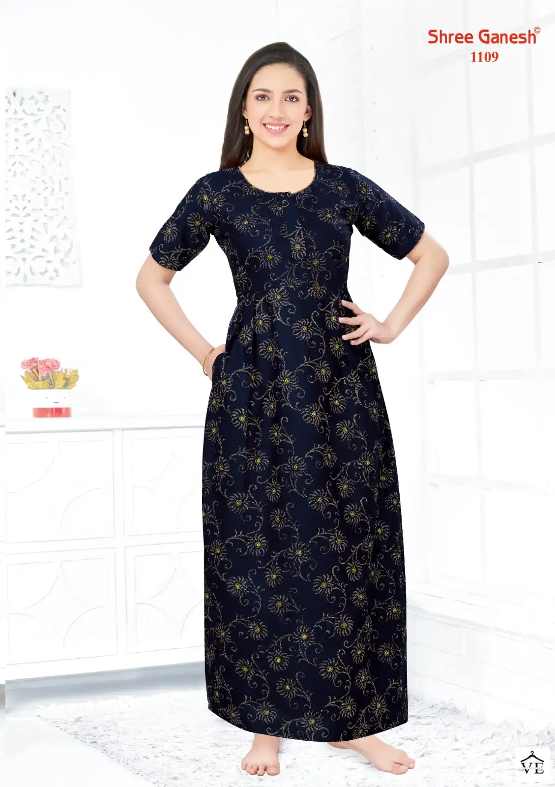 Shree Ganesh Kavya Vol 1 Cotton Wholesale Night Wear Gowns  Catalog — Wholesale, MPA wholesale from Surat — view 8