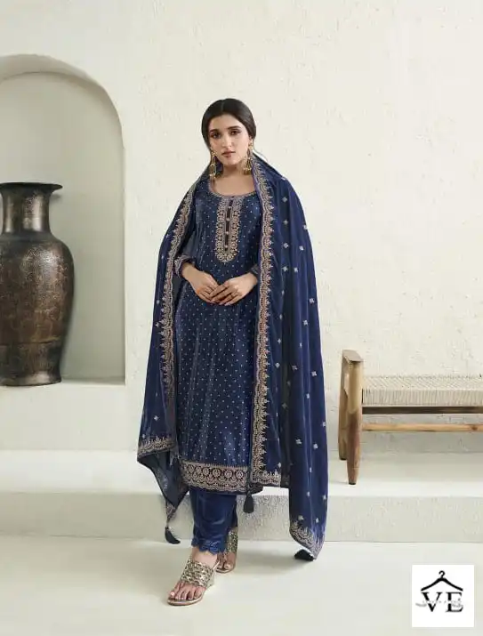 Vinay Kervin Kanval Velvet Wholesale Designer Winter Salwar Suit Catalog — Wholesale Salwar Suits, MPA wholesale from Surat - Gallery Image 5