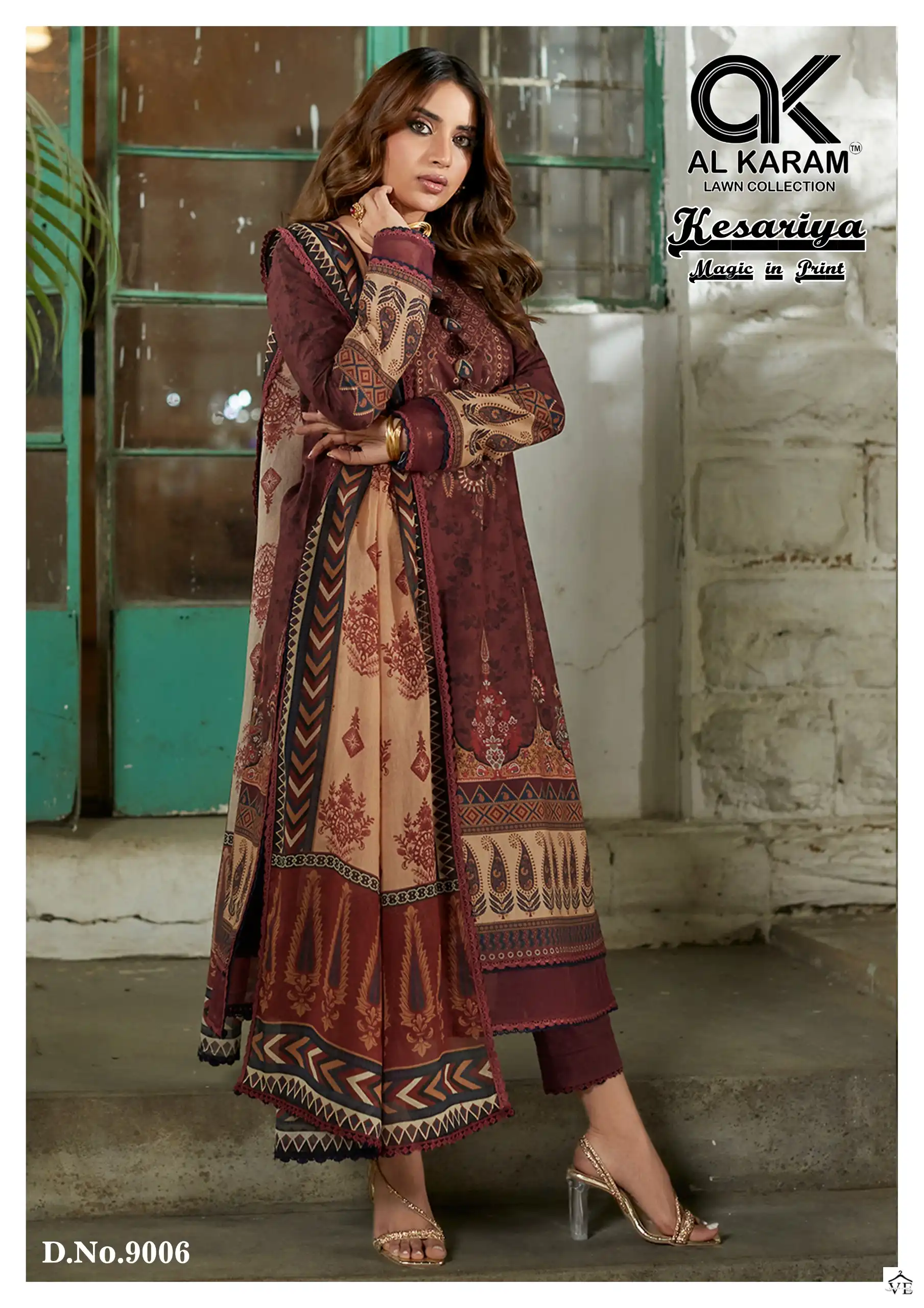 Al Karam Kesariya Magic In Print Vol 9 Cambric Cotton Wholesale Pakistani Salwar Suit Catalog — Wholesale Salwar Suits, Alkaram wholesale from Surat - Gallery Image 6