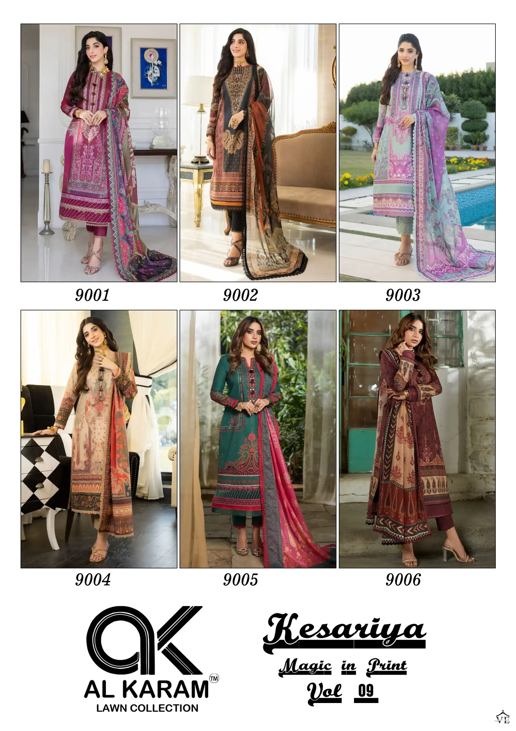 Al Karam Kesariya Magic In Print Vol 9 Cambric Cotton Wholesale Pakistani Salwar Suit Catalog — Wholesale Salwar Suits, Alkaram wholesale from Surat — view 7