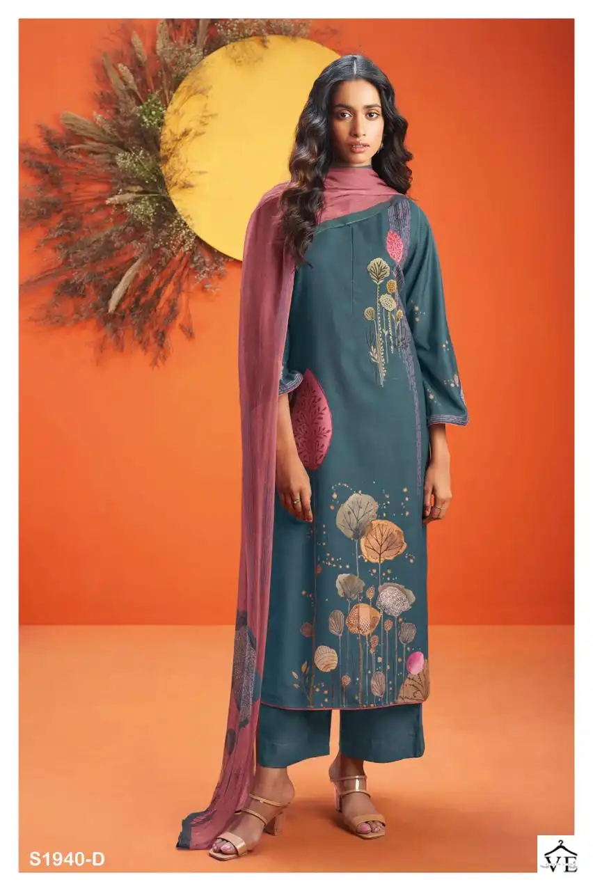 Ganga Kiraz 1940 Premium Wool Pashmina Wholesale Designer Winter Wear Salwar Suit Catalog — Wholesale Salwar Suits, Ganga wholesale from Surat - Gallery Image 3