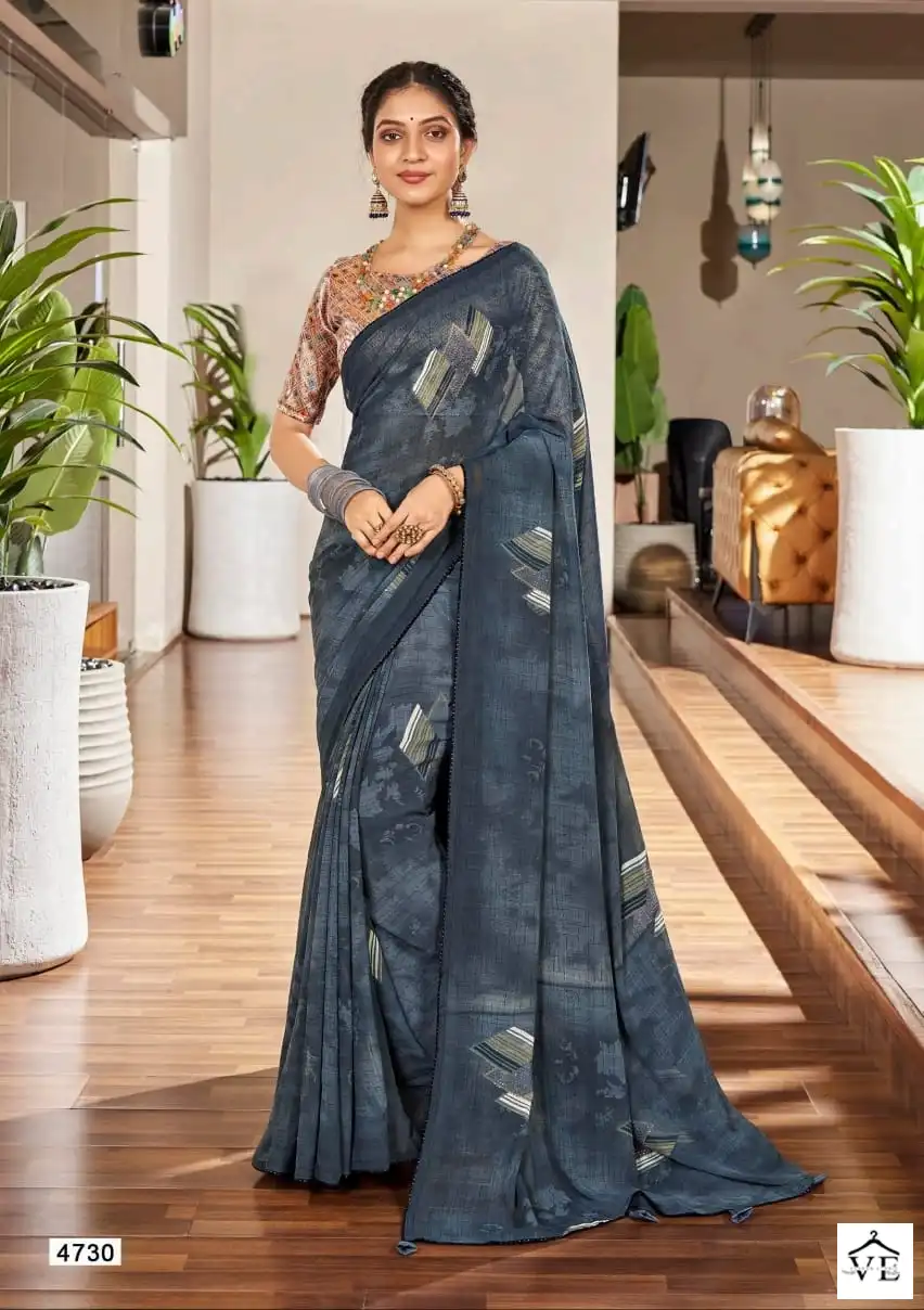 5D Designer Komal Pure Georgette Wholesale Fancy Sarees Catalog — Wholesale Sarees, MPA wholesale from Surat - Gallery Image 7