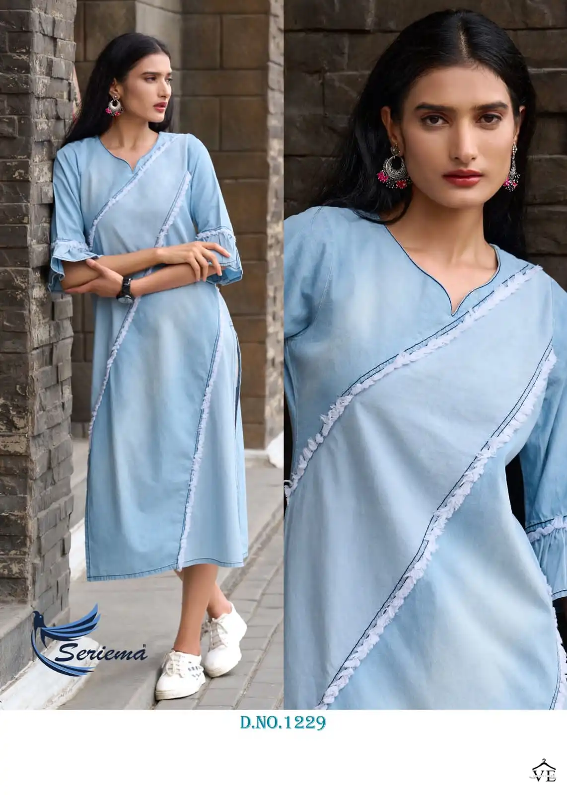 Seriema Kumb Capture 5 100%Cotton Denim Wholesale Designer Long Kurtis Catalog — Wholesale Kurtis, MPA wholesale from Surat - Gallery Image 11