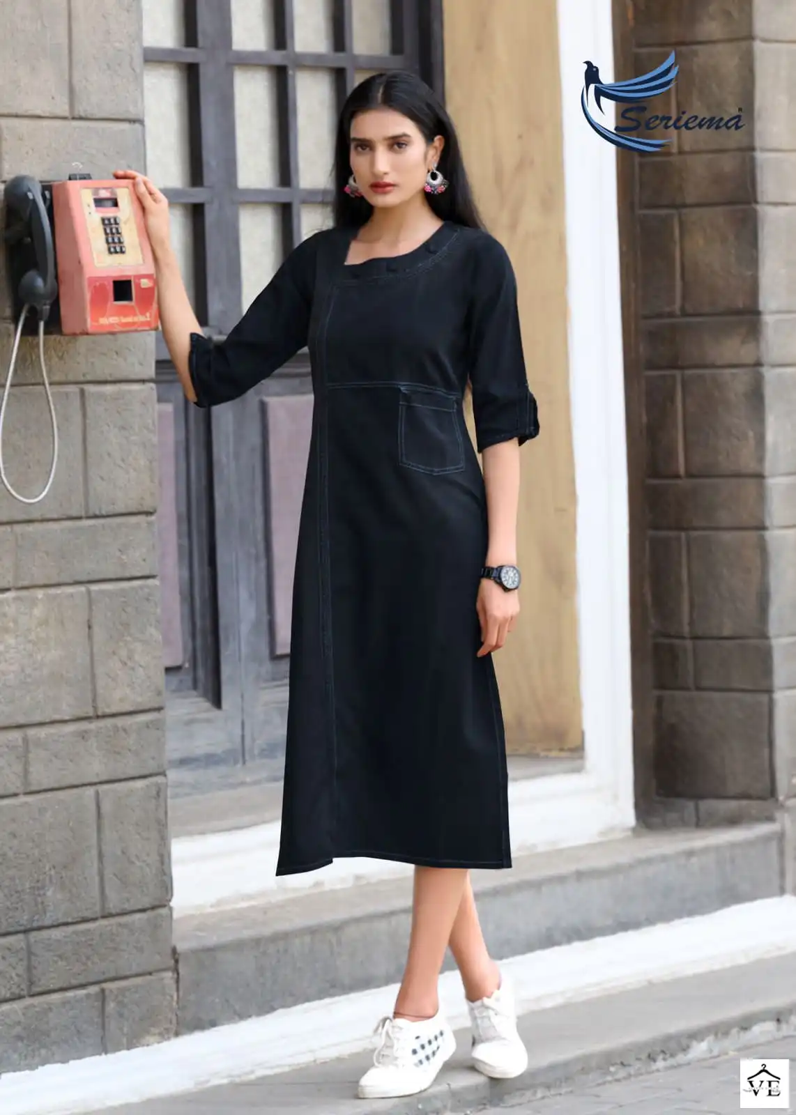 Seriema Kumb Capture 5 100%Cotton Denim Wholesale Designer Long Kurtis Catalog — Wholesale Kurtis, MPA wholesale from Surat - Gallery Image 12