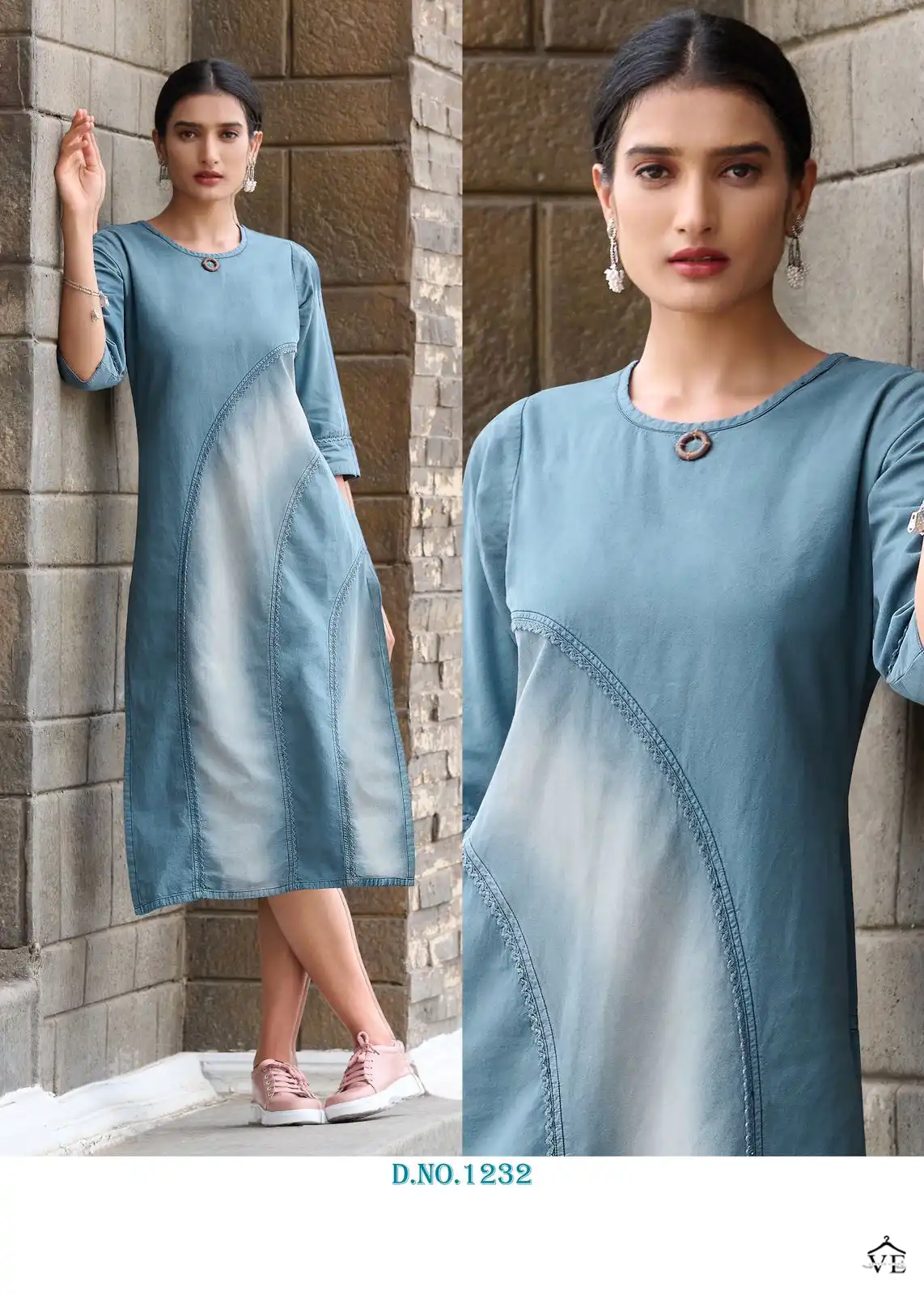 Seriema Kumb Capture 5 100%Cotton Denim Wholesale Designer Long Kurtis Catalog — Wholesale Kurtis, MPA wholesale from Surat - Gallery Image 3