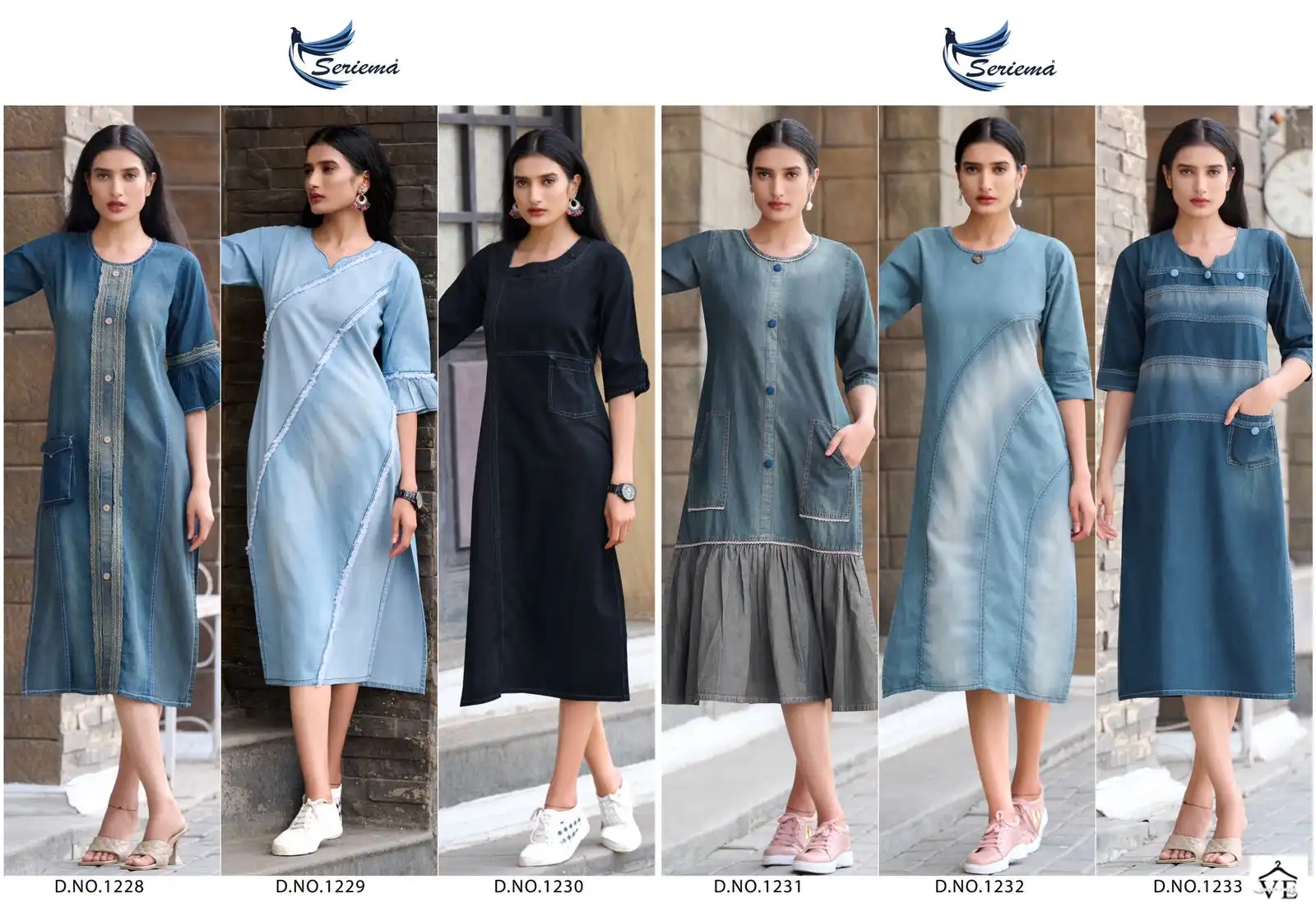 Seriema Kumb Capture 5 100%Cotton Denim Wholesale Designer Long Kurtis Catalog — Wholesale Kurtis, MPA wholesale from Surat — view 14